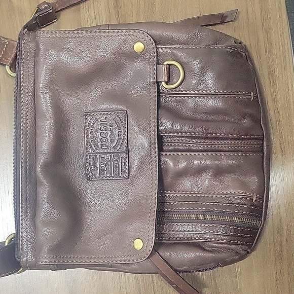 FOSSIL "MORGAN" Vintage Traveler Brown Leather Messenger Crossbody Shoulder Bag - Picture 4 of 17